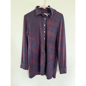 Soft Surroundings Fleece Flannel Top Women's Outdoor Buffalo Plaid Shirt XS